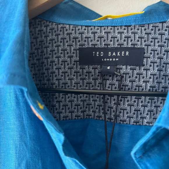 Ted Baker Linen Blue Men's Shirt Sz 4/‎ S - Picture 4 of 5